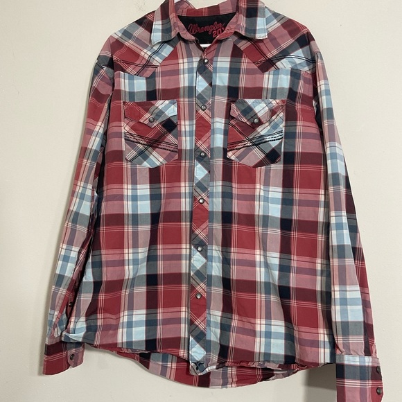 Wrangler 20X Competition Red Plaid Button Western Cowboy Shirt Men’s Size Large - Picture 2 of 10